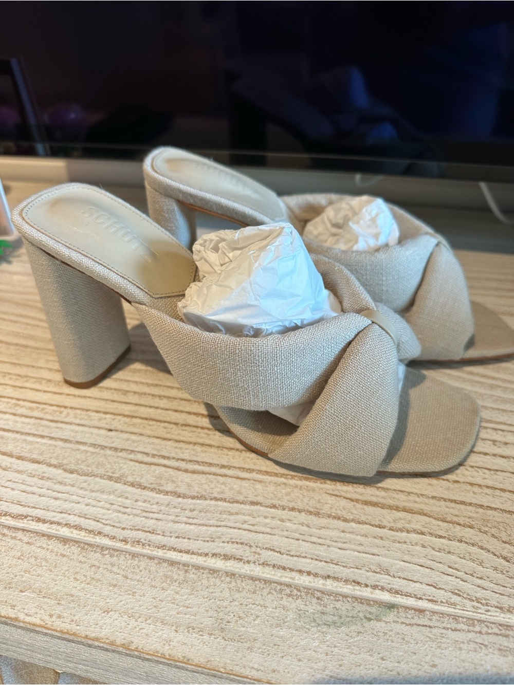 Shultz - Beige Knot-Front Heeled Mules - Women